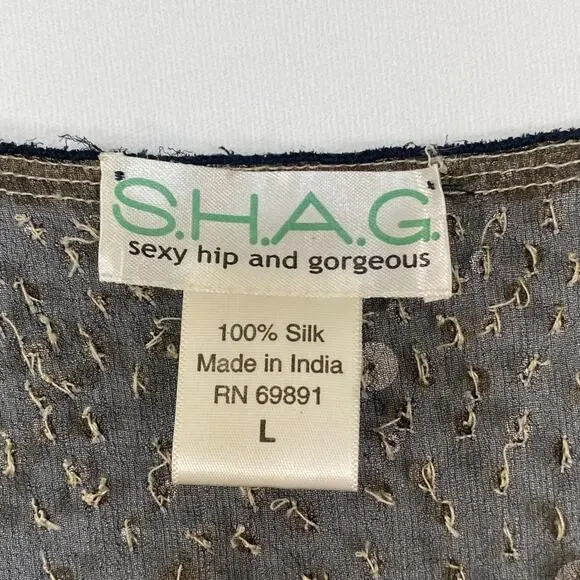 Vintage Shag Black Cream Sequin Embellished Blouse Top - Picture 16 of 16